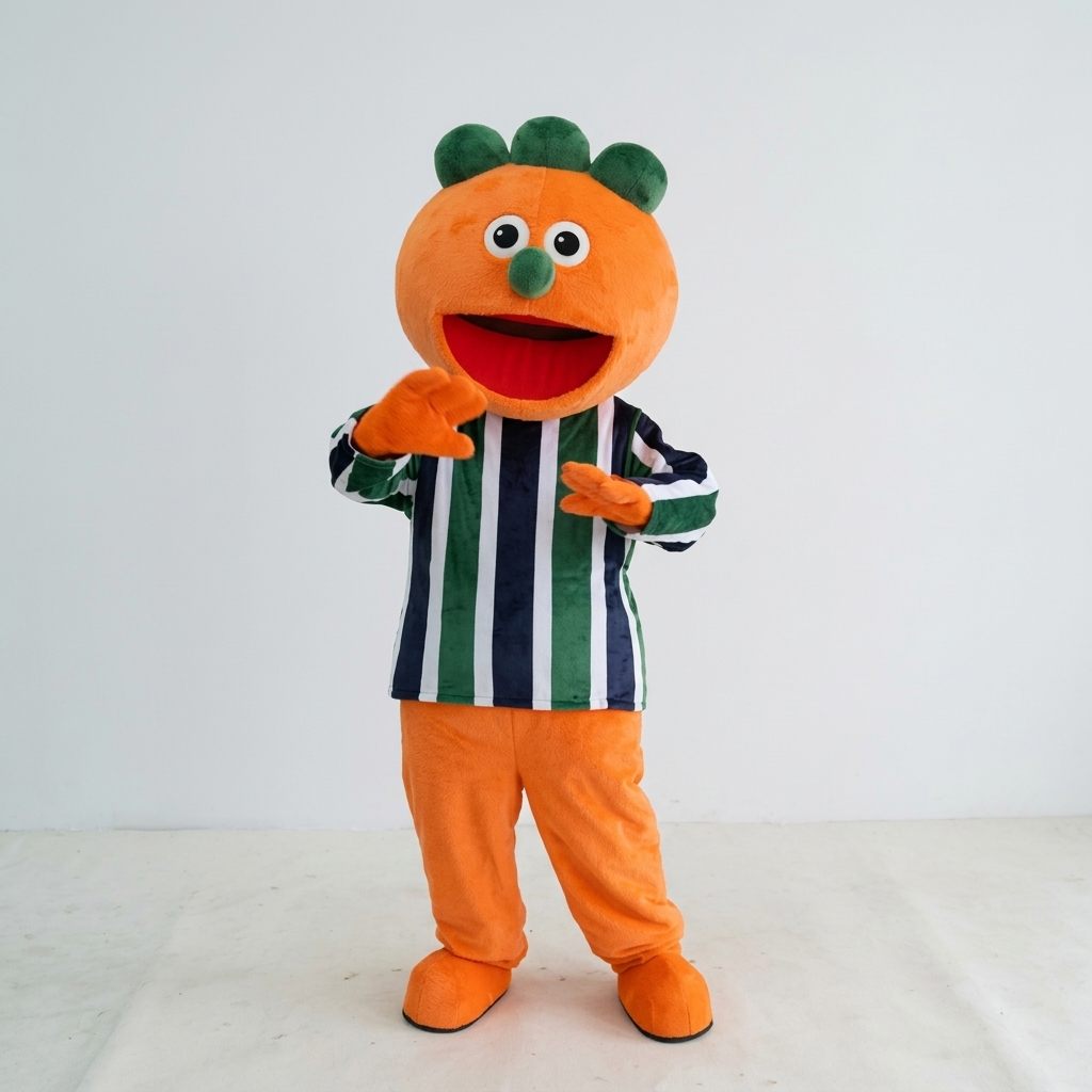 Playful Orange Character Mascot Costume